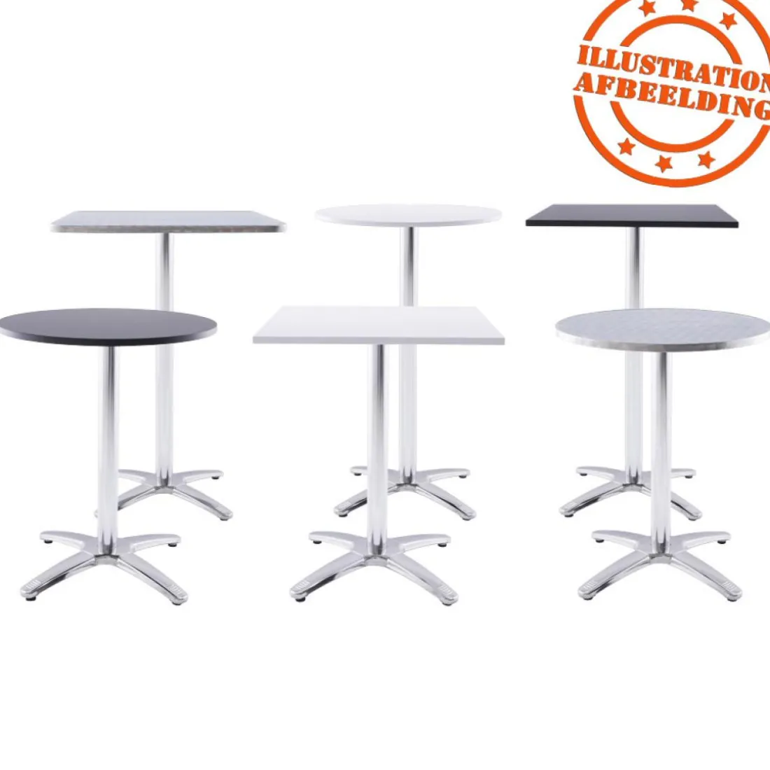 Pied de table 'CHIKO' en métal chromé pour intérieur et extérieur