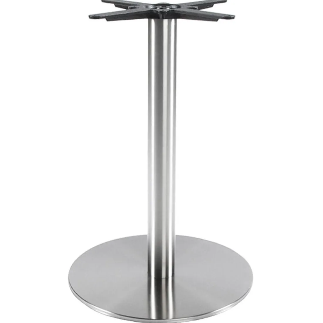 Pied de table 'PLATO' en acier brossé avec base ronde