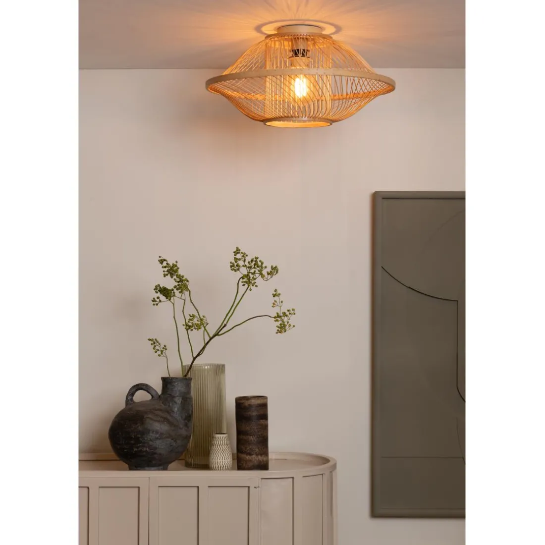 Plafonnier Maui bambou abat-jour naturel