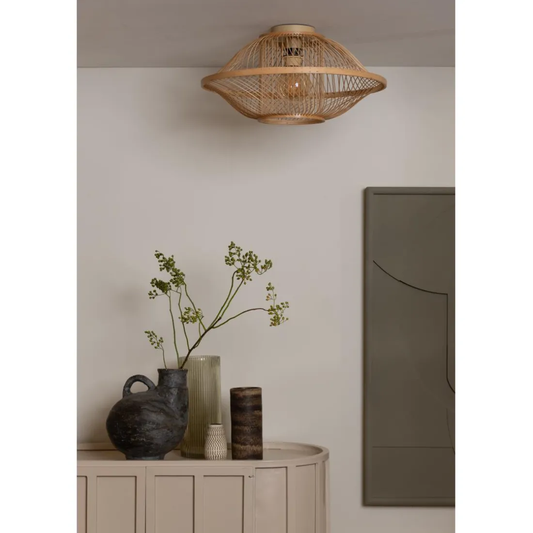 Plafonnier Maui bambou abat-jour naturel