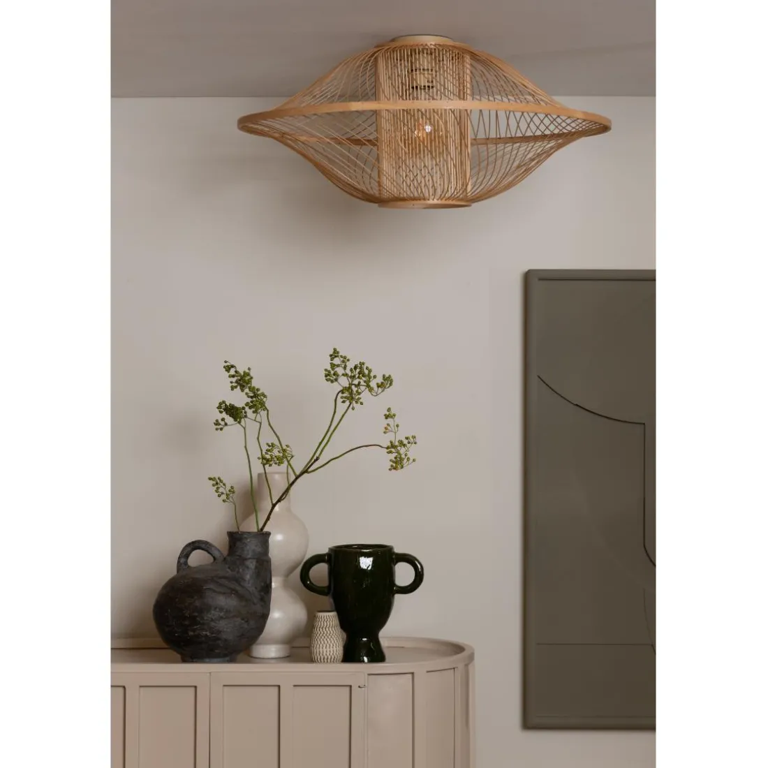 Plafonnier Maui bambou abat-jour naturel