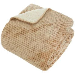 Plaid flanelle effet sherpa Lyno 170x130cm - beige lin