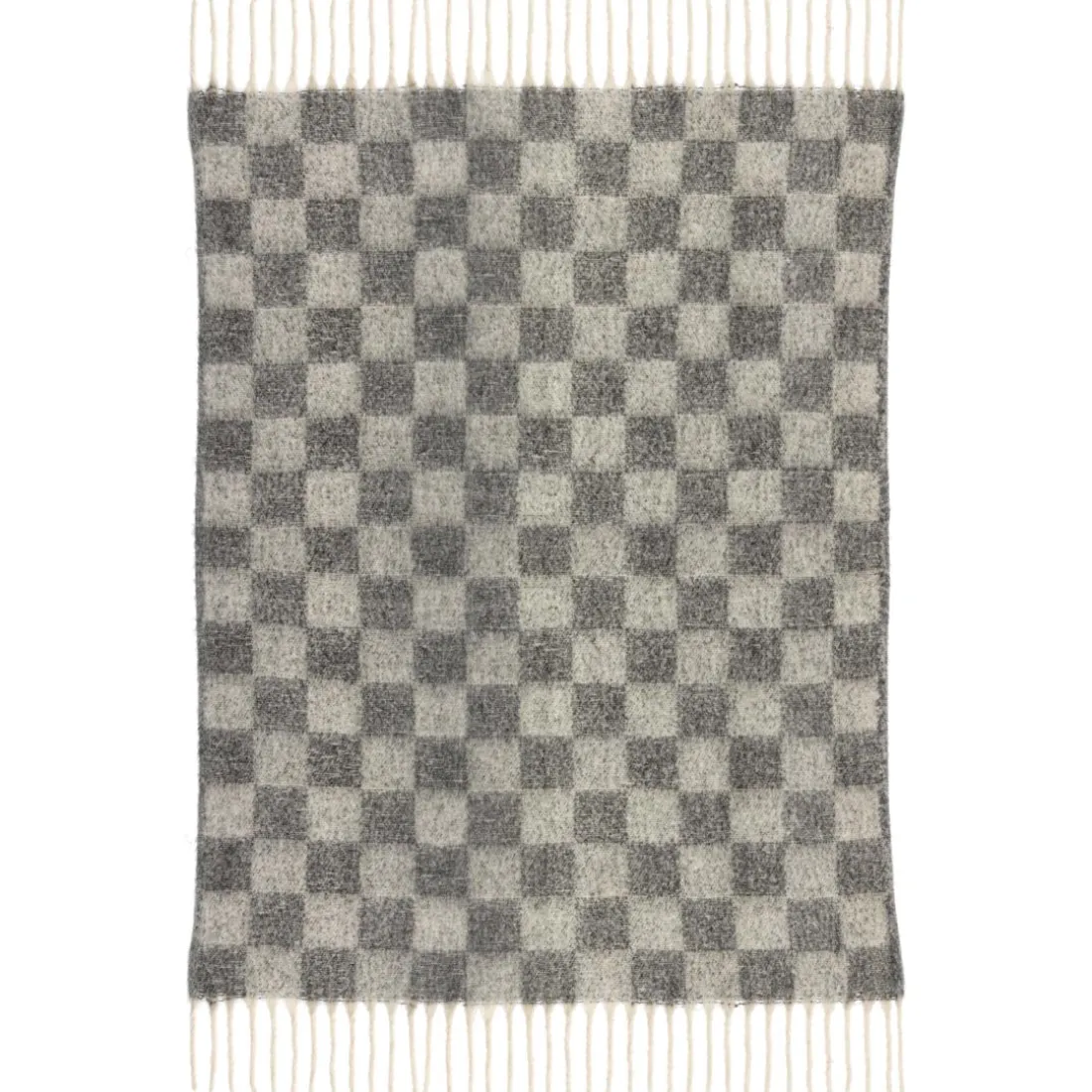 Plaid recyclé Isabel damier Ardoise 130 x 160