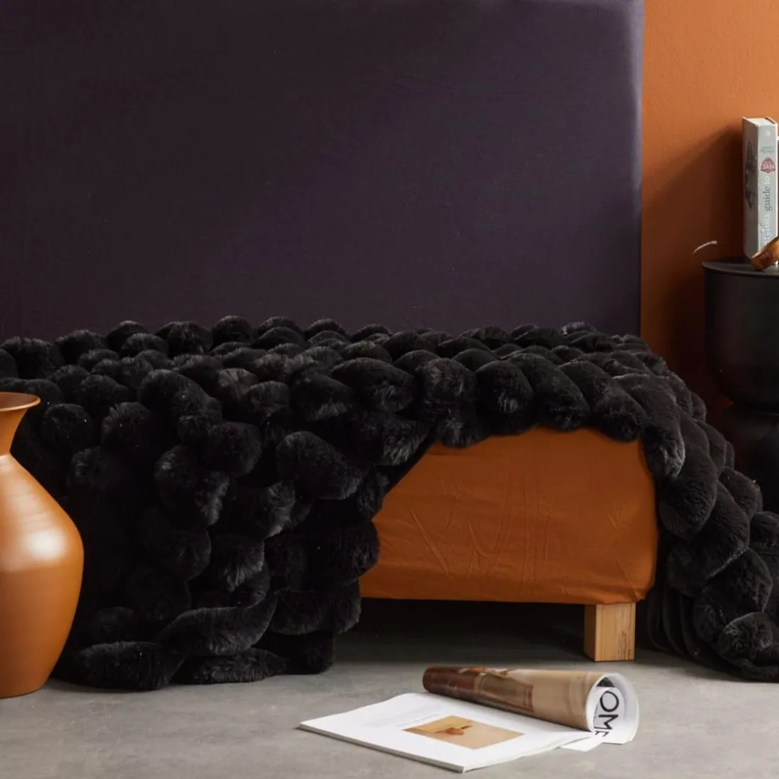 Plaid Ribbed en Polyester 130 x 180 MOKA Reglisse