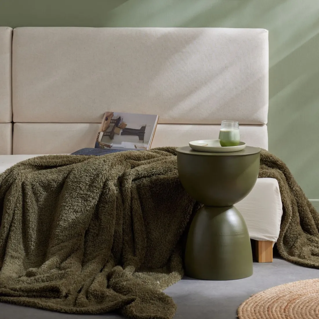 Plaid Teddy en Polyester 130 x 180 MATCHA Matcha