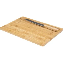 Planche à Pain 40 + Couteau + Pince en bambou