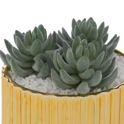 Plante artificielle à poser avec pot en céramique doré