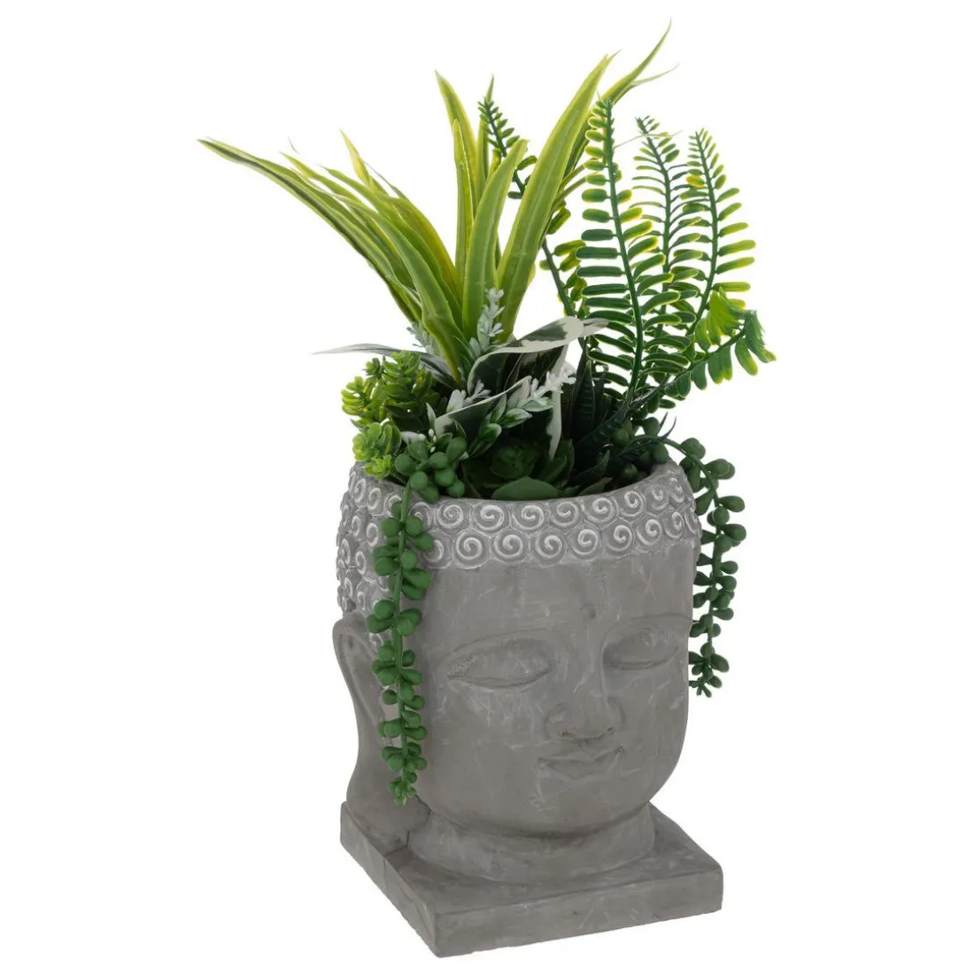 Plante artificielle Bouddha gris en ciment