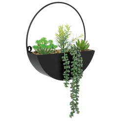 Plante artificielle suspendue Imy Pot métal noir