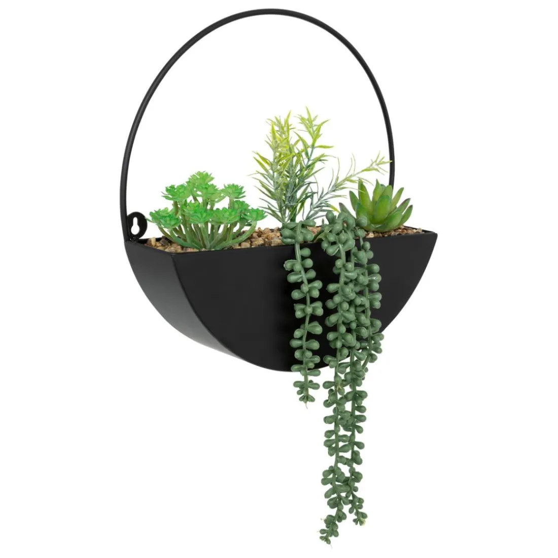 Plante artificielle suspendue Imy Pot métal noir