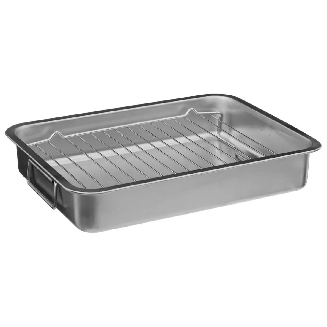 Plat à rôtisserie en inox Gris