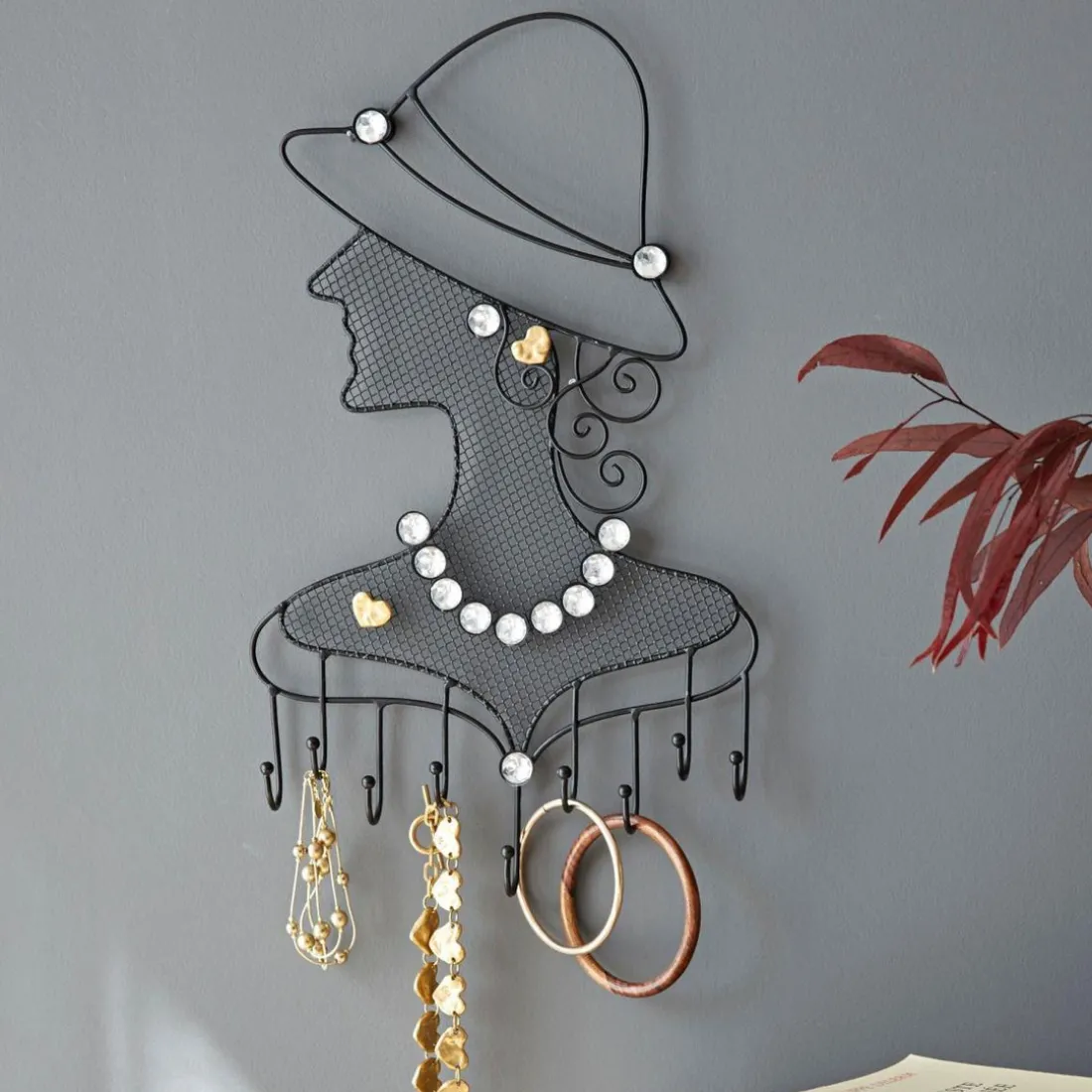 Porte accessoire Mural en Métal OMBRE Noir