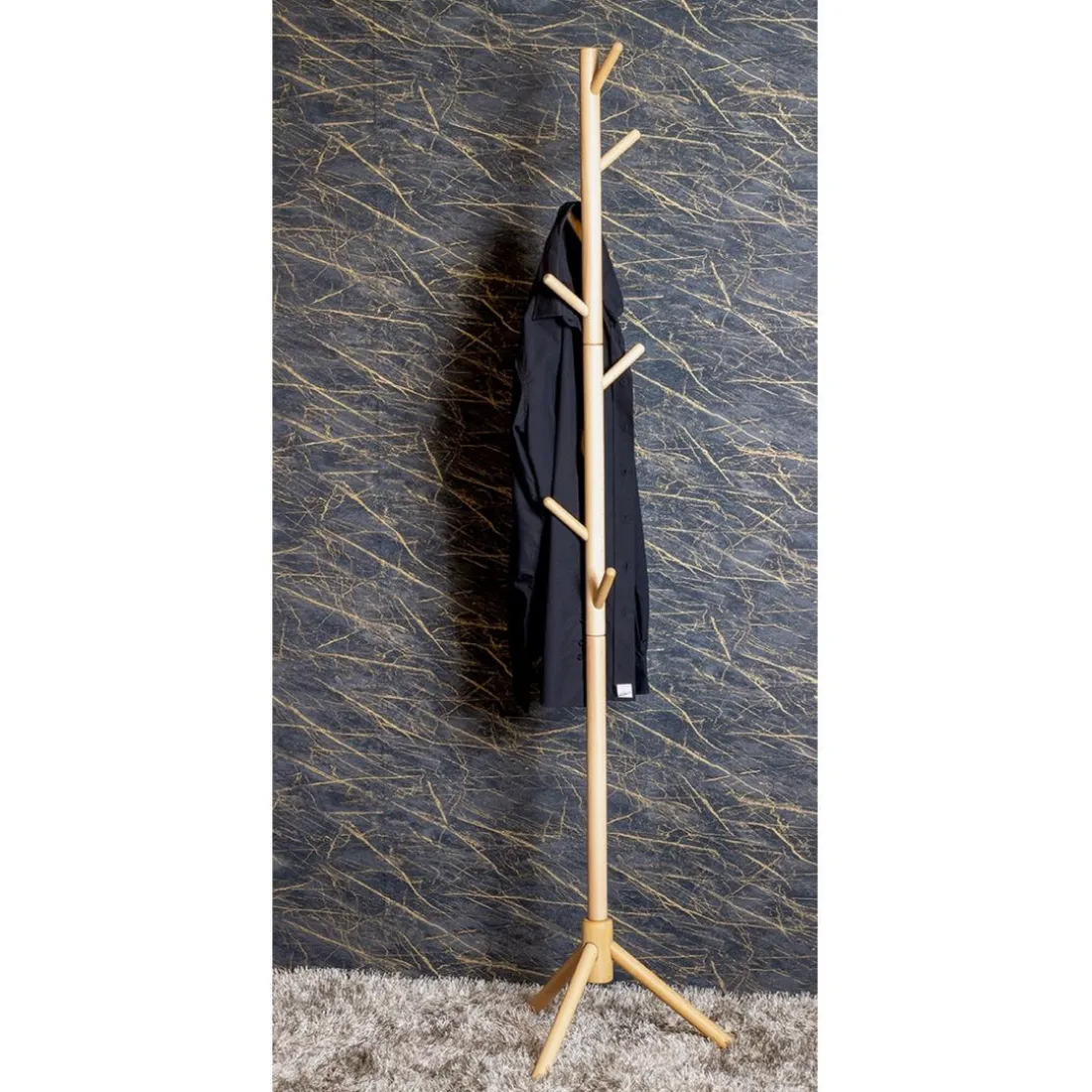 Porte manteau en bois et 8 crochets