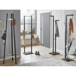 Porte manteau en métal noir crochets et boutons chromés
