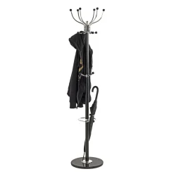 Porte manteau en métal noir et chrome pièd marbre