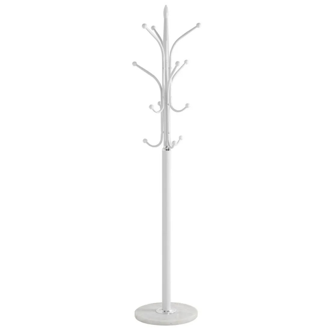 Porte manteau métal blanc et pied en marbre