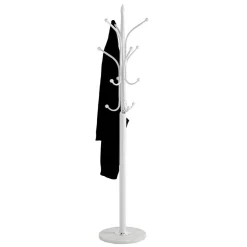 Porte manteau métal blanc et pied en marbre