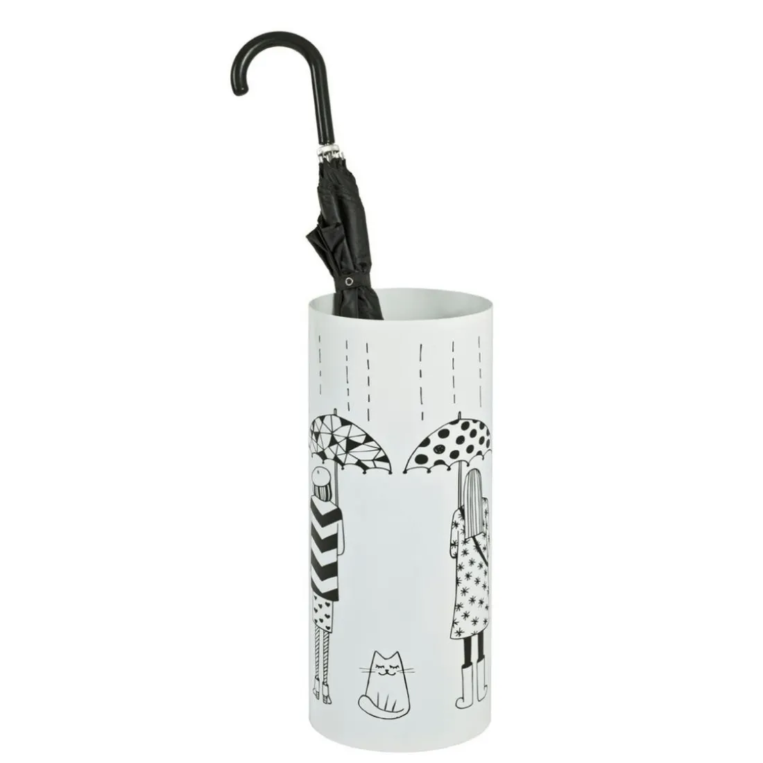 Porte parapluies à motif imprimé en Métal laqué Blanc