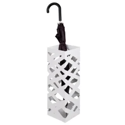 Porte parapluies blanc ajouré en métal