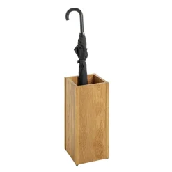 Porte parapluies en bois avec égouttoir integré
