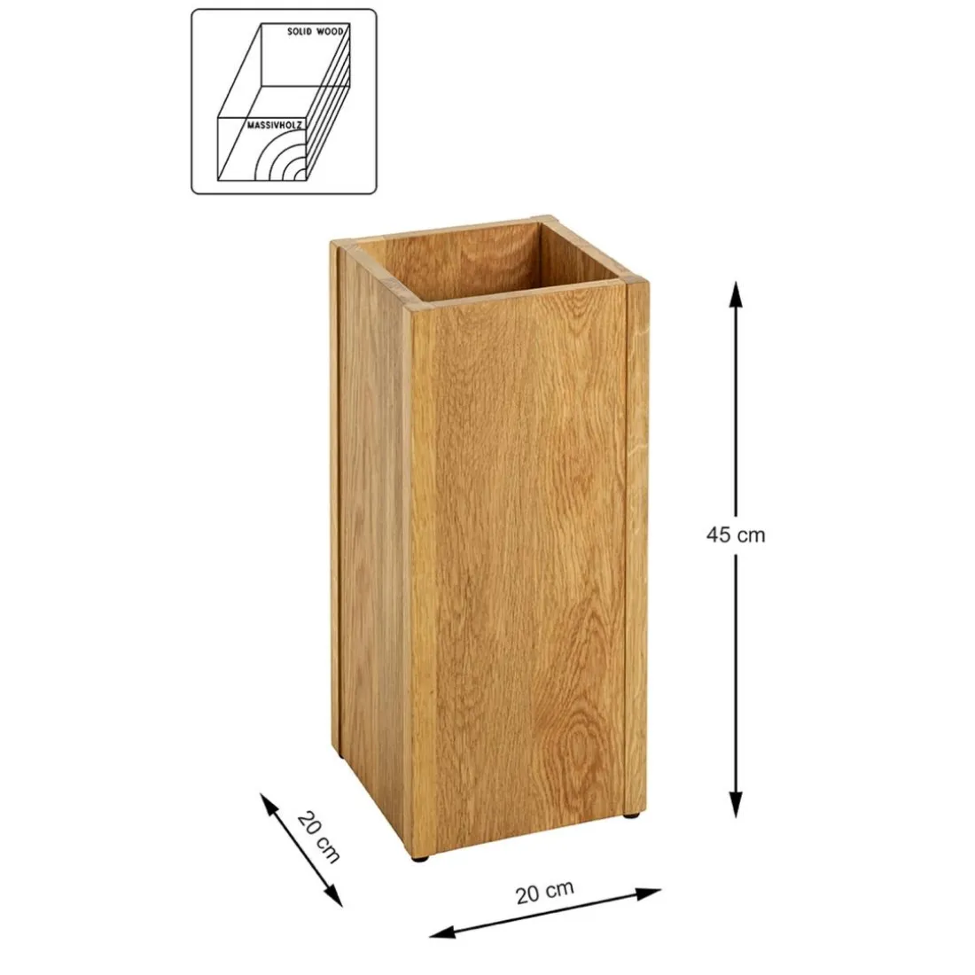 Porte parapluies en bois avec égouttoir integré