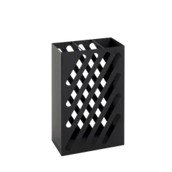 Porte parapluies en métal laqué noir et motif découpé