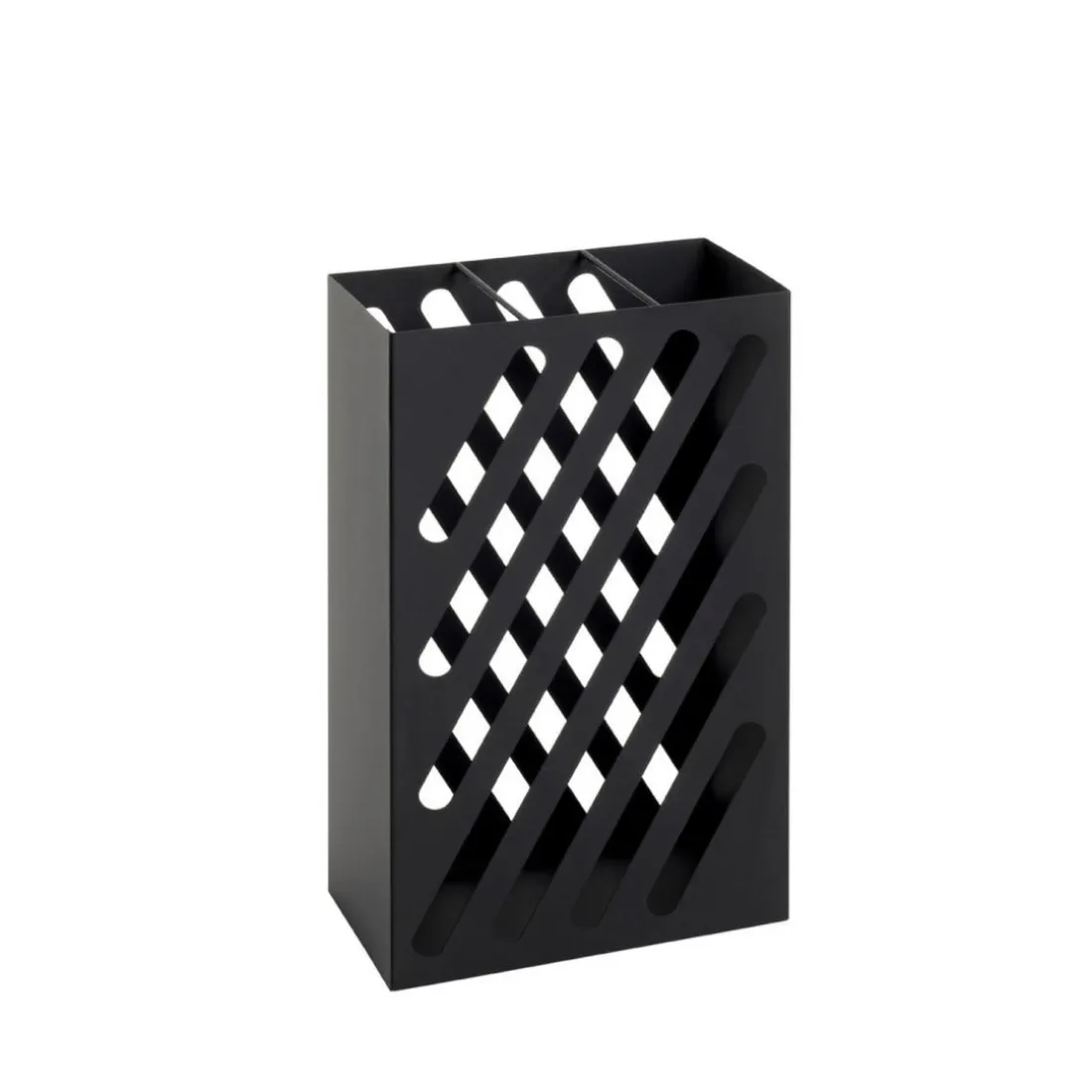 Porte parapluies en métal laqué noir et motif découpé