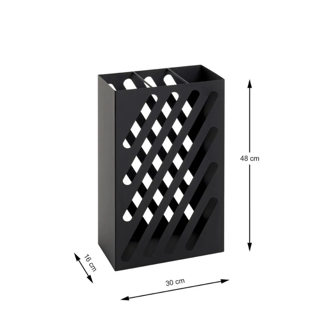Porte parapluies en métal laqué noir et motif découpé