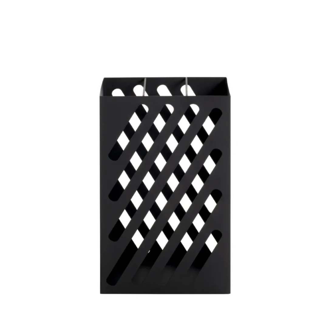 Porte parapluies en métal laqué noir et motif découpé