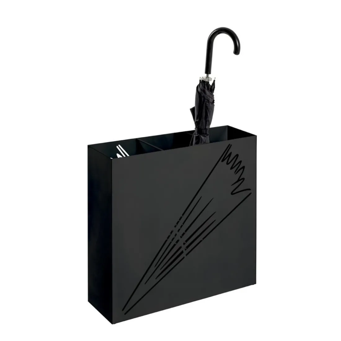 Porte parapluies en métal laqué noir et motif ajouré