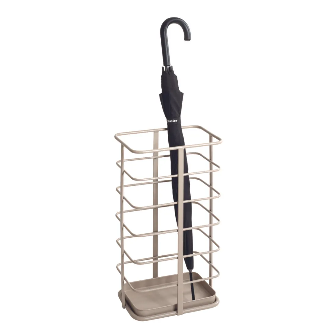 Porte parapluies en tube d'acier peint par poudrage en gris sable