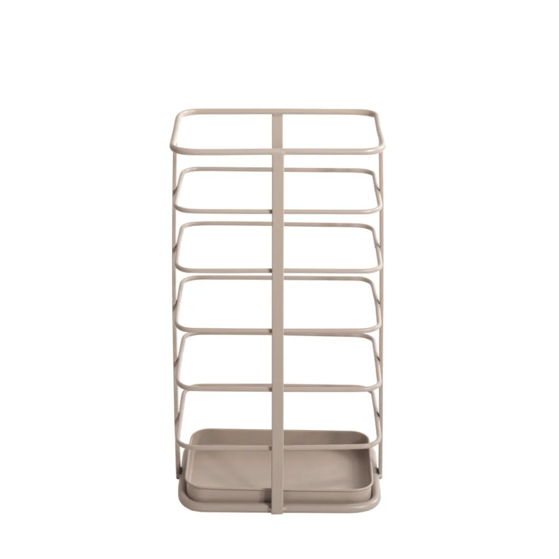 Porte parapluies en tube d'acier peint par poudrage en gris sable
