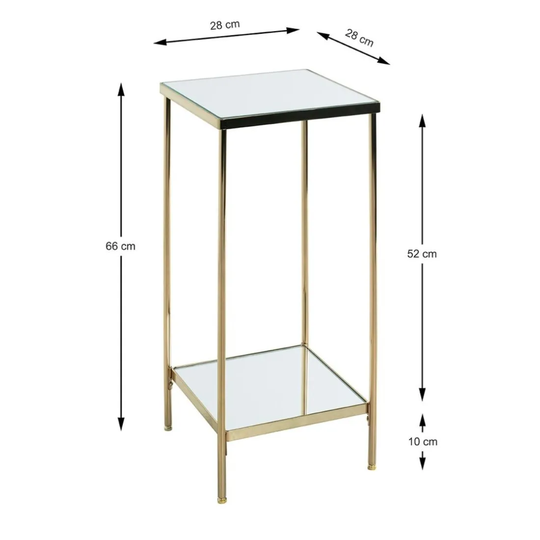 Porte plante en acier laitonné et étagères verre miroir