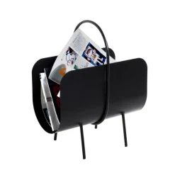 Porte revues design en métal laqué noir