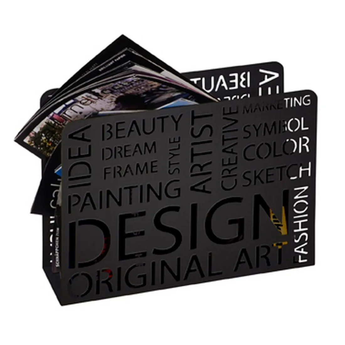 Porte revues design métal noir laqué
