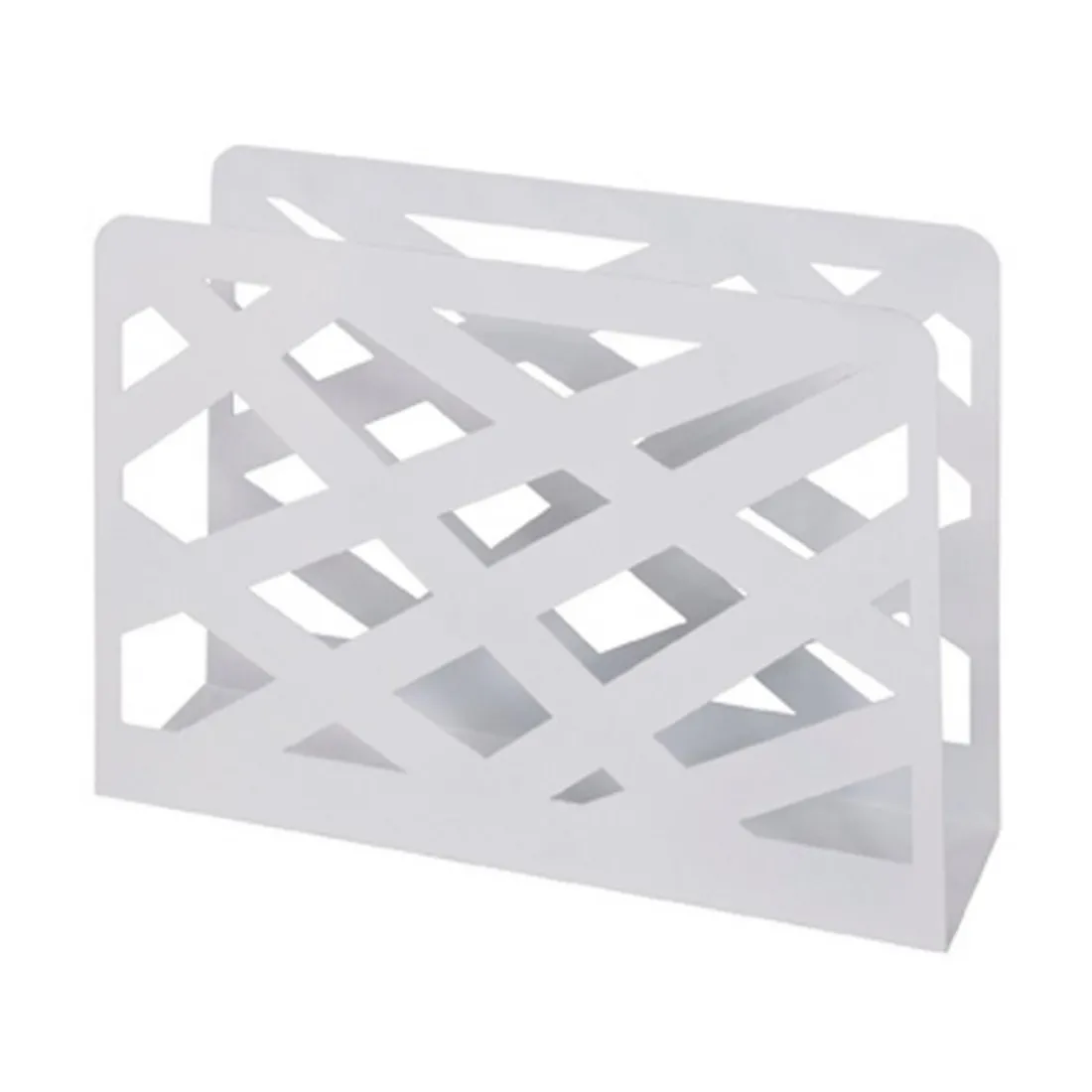 Porte revues en métal blanc laqué motifs losanges