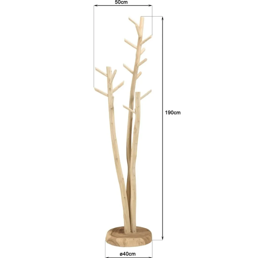 Porte-manteau 3 branches en Teck naturel WILL Beige