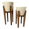 Pot Décoratif moyen en Bois et résine Plant Up Beige