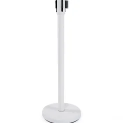 Potelet 'ZIP' blanc à sangle pour files d'attente