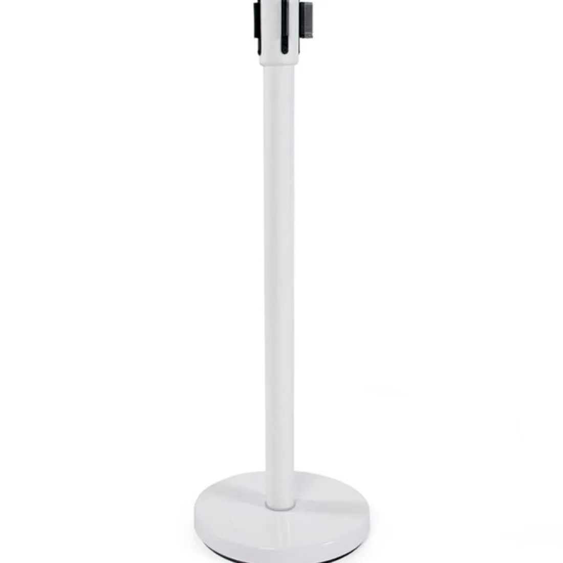 Potelet 'ZIP' blanc à sangle pour files d'attente