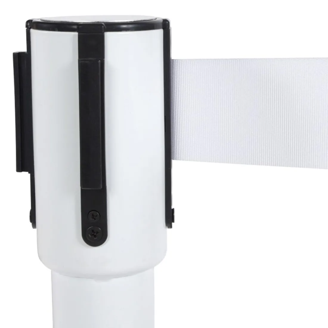 Potelet 'ZIP' blanc à sangle pour files d'attente