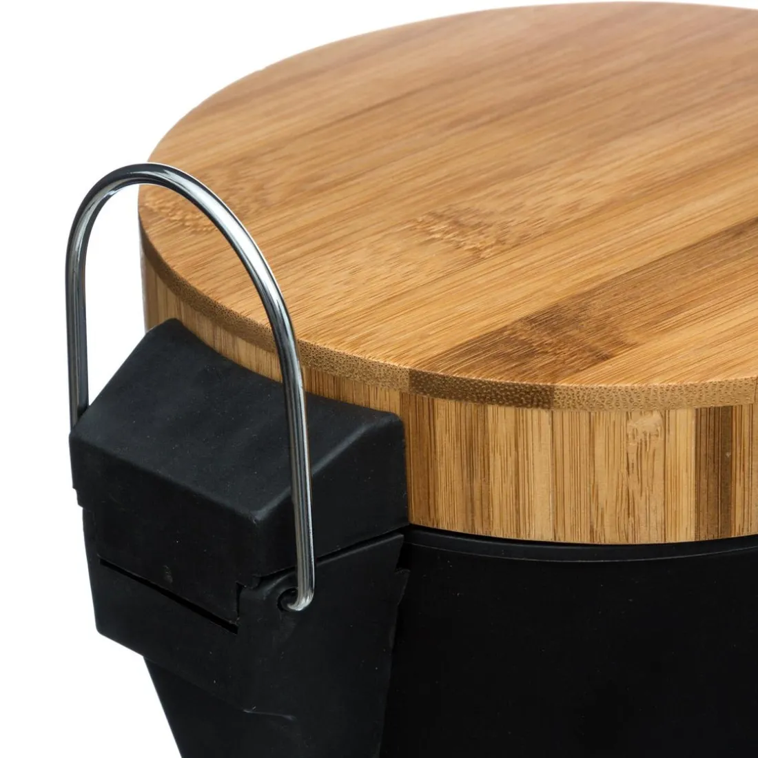 Poubelle 3 l Métal et Bambou Noir