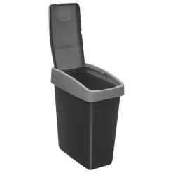 Poubelle 2 ouvertures plastique 45L gris