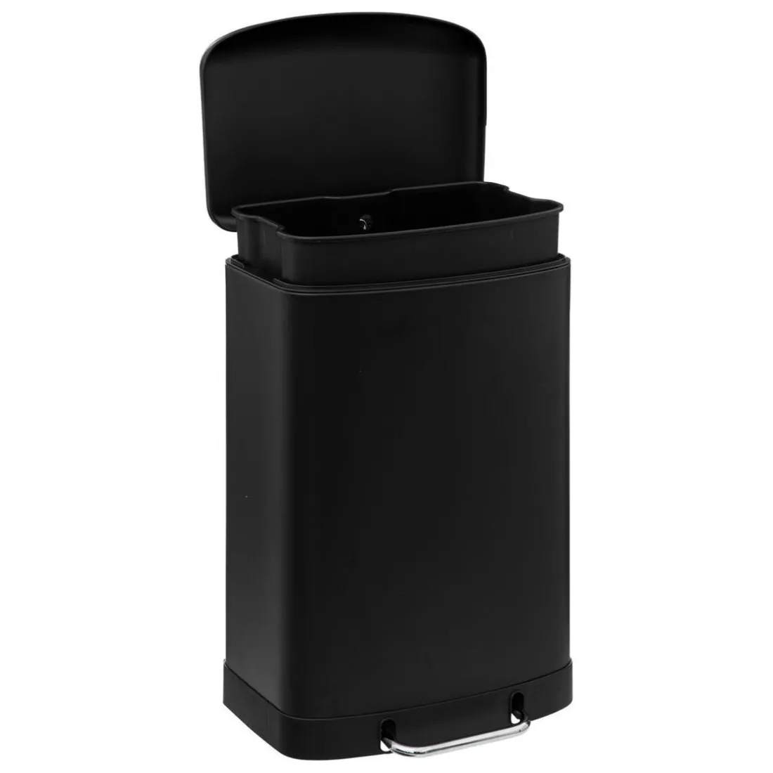 Poubelle à pédale en métal 50L noir