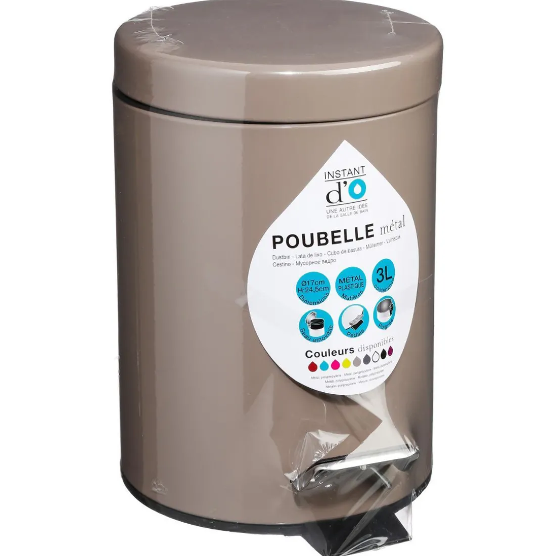Poubelle en Métal Taupe 3L