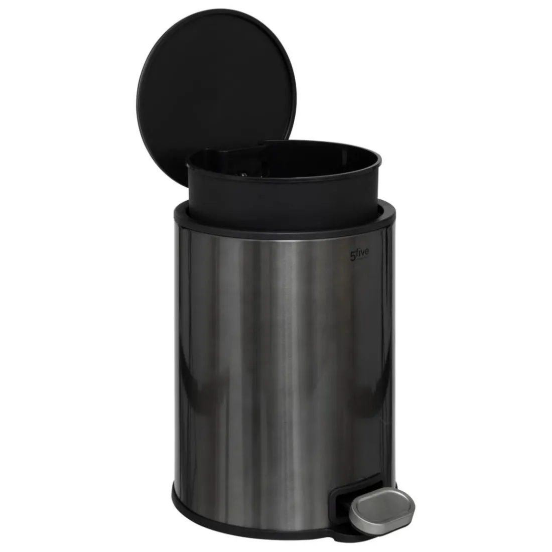 Poubelle métal et inox noir Delta