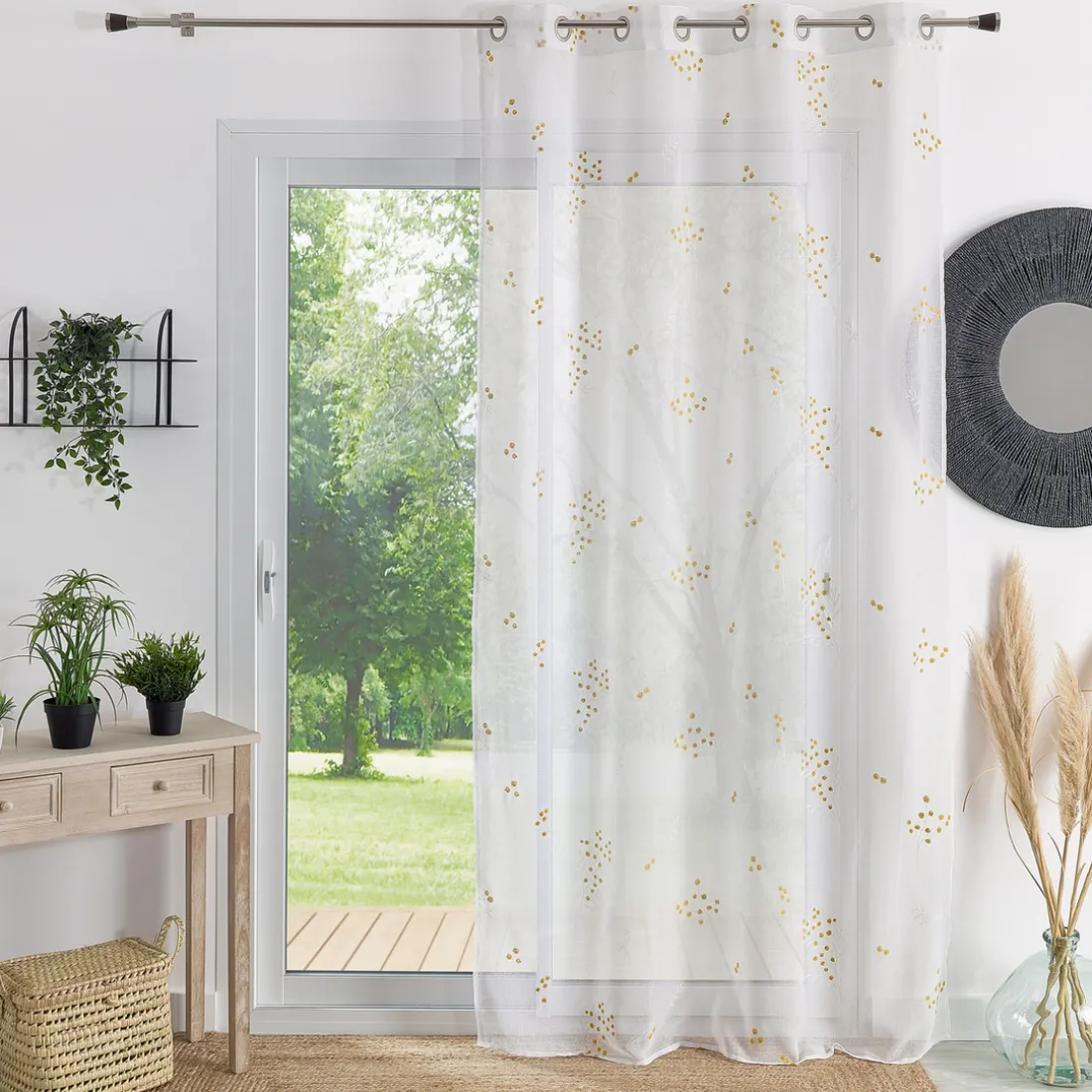Px voilage en etamine brode 140x240 MIMOSA - jaune