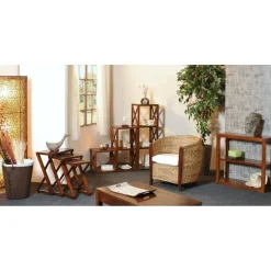 Rangement 4 cases avec croisillons en bois mindi - EDEN