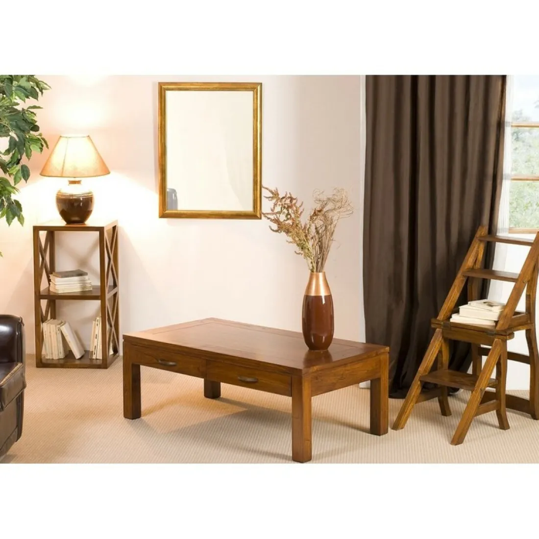 Rangement 2 cases avec croisillons en bois mindi - EDEN