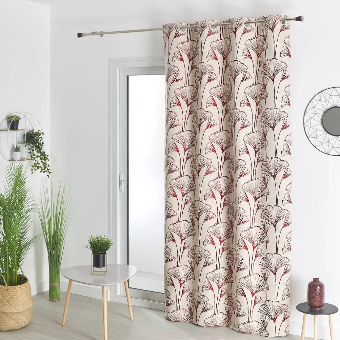 RIDEAU AMEUBLEMENT JACQUARD-BORDEAUX-140X260